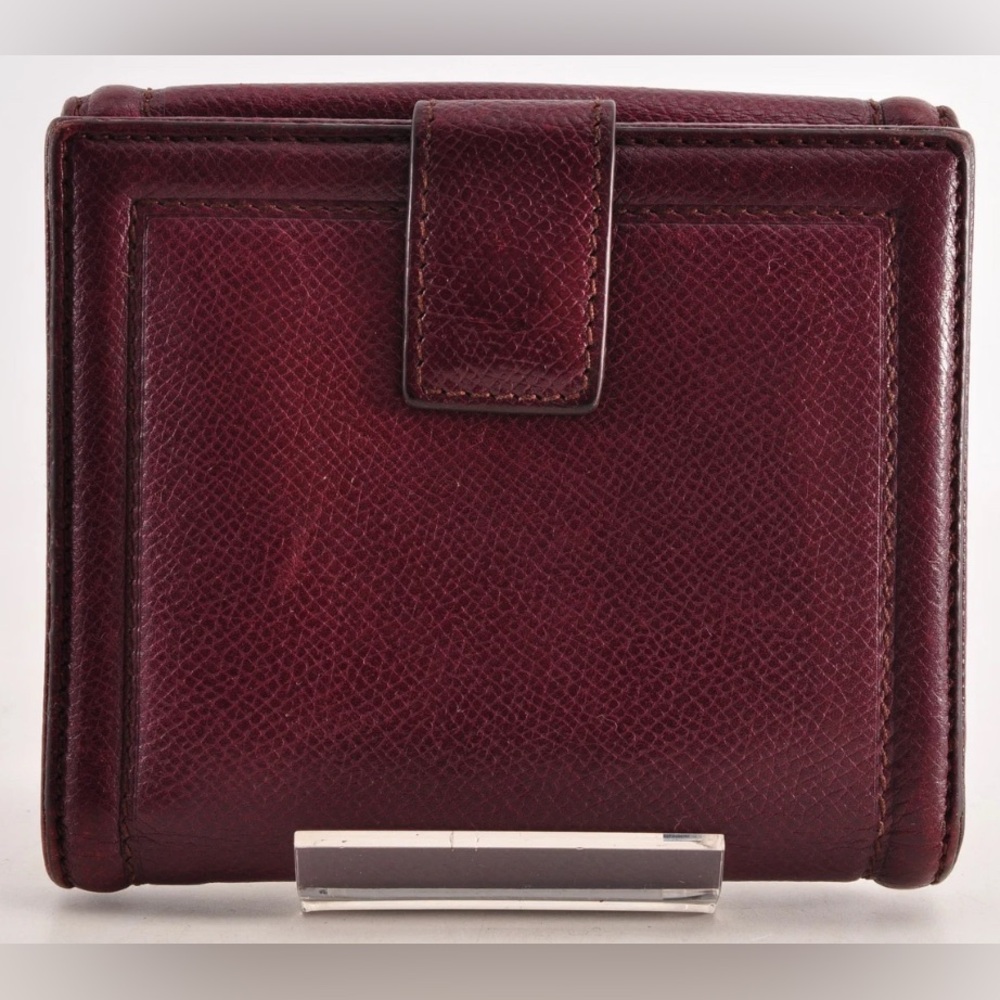 Salvatore Ferragamo Vara Ribbon Bi-Fold Wallet Leather Wine Red Auth EUC - Picture 2 of 16